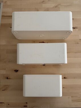 Set of 3 White Rectangular Storage Boxes